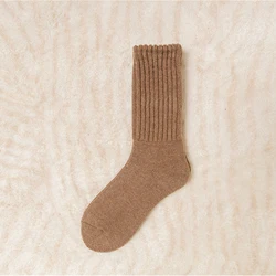British angora socks women cashmere winter style warm wool heavy loop terry cotton bottom sublimation sock