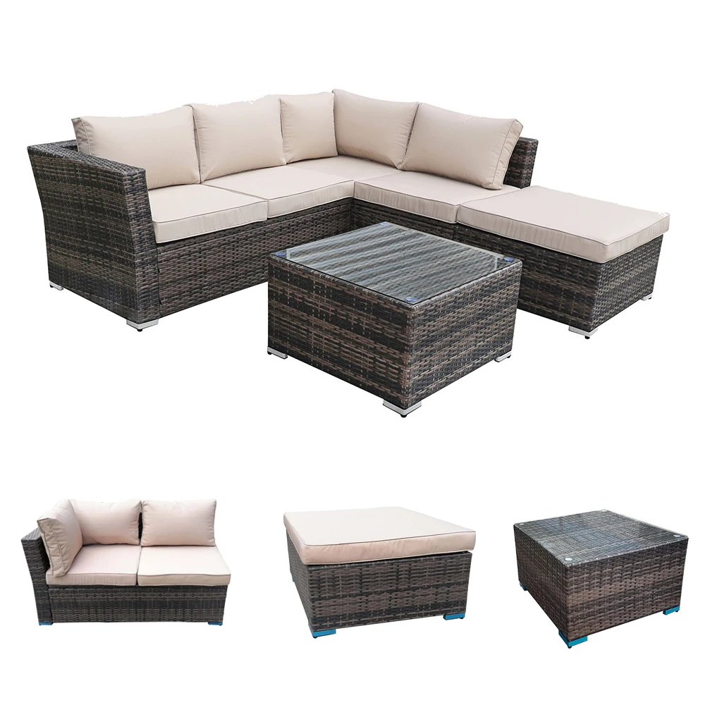 Wholesale Wicker Furniture Steel Fame Rattan Sofa Set Comfortable Popular Style Garden Leisure Outdoor Furniture with Cover