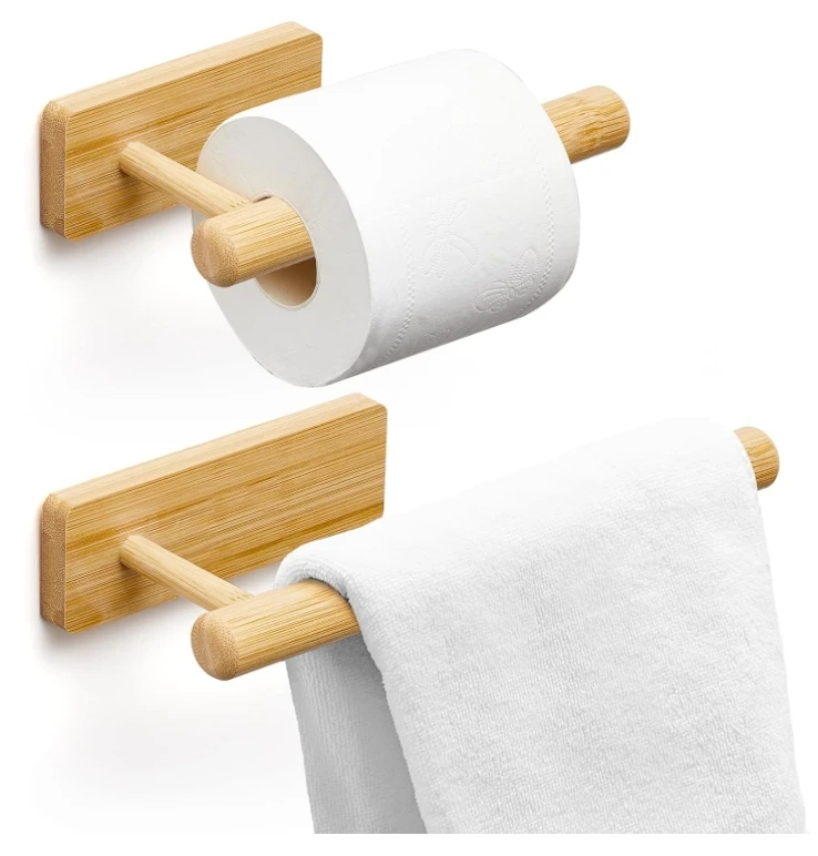 Hot Sale Wooden Toilet Paper Holder Bamboo Toilet Wall Mount Wood Toilet Paper Roll Holder Tissue Holder