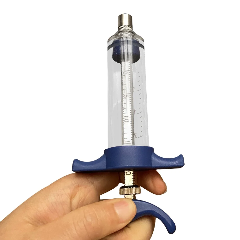 KD304 veterinary fiberglass reusable transparent barrel tpx syringe 20ml with dosage lock for animal use