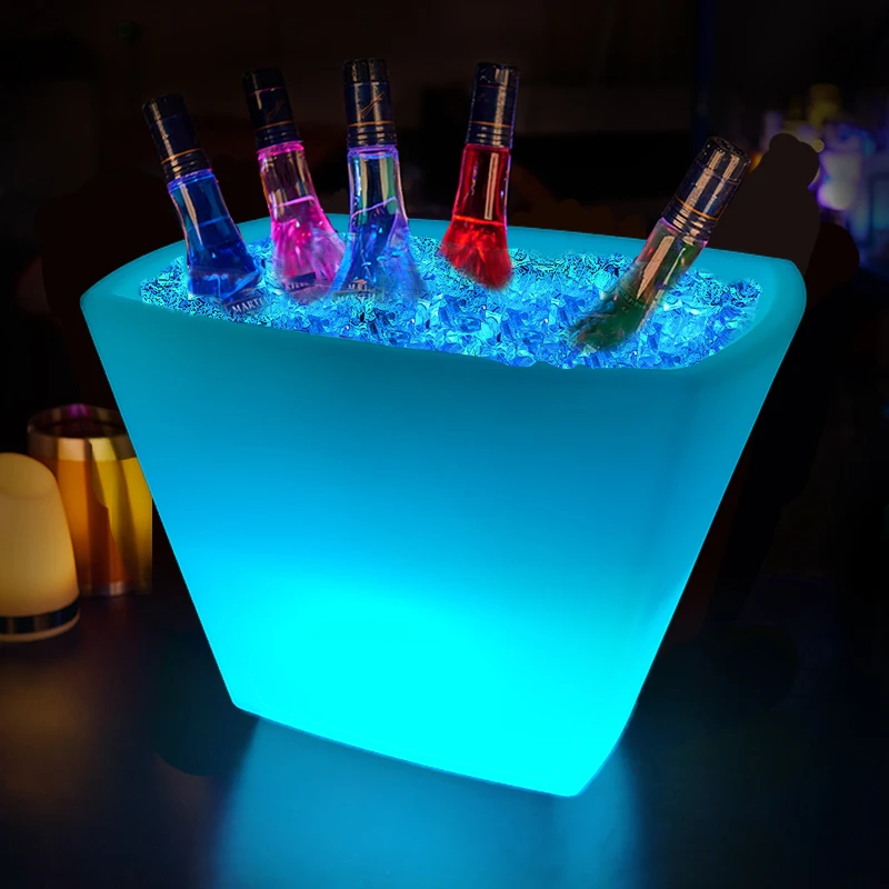 Modern plastic boat shape large led illuminated ice bucket for party