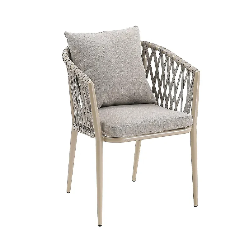 Terrace outdoor restaurant patio garden set furniture rope woven outdoor dining chair patio rope chair furniture