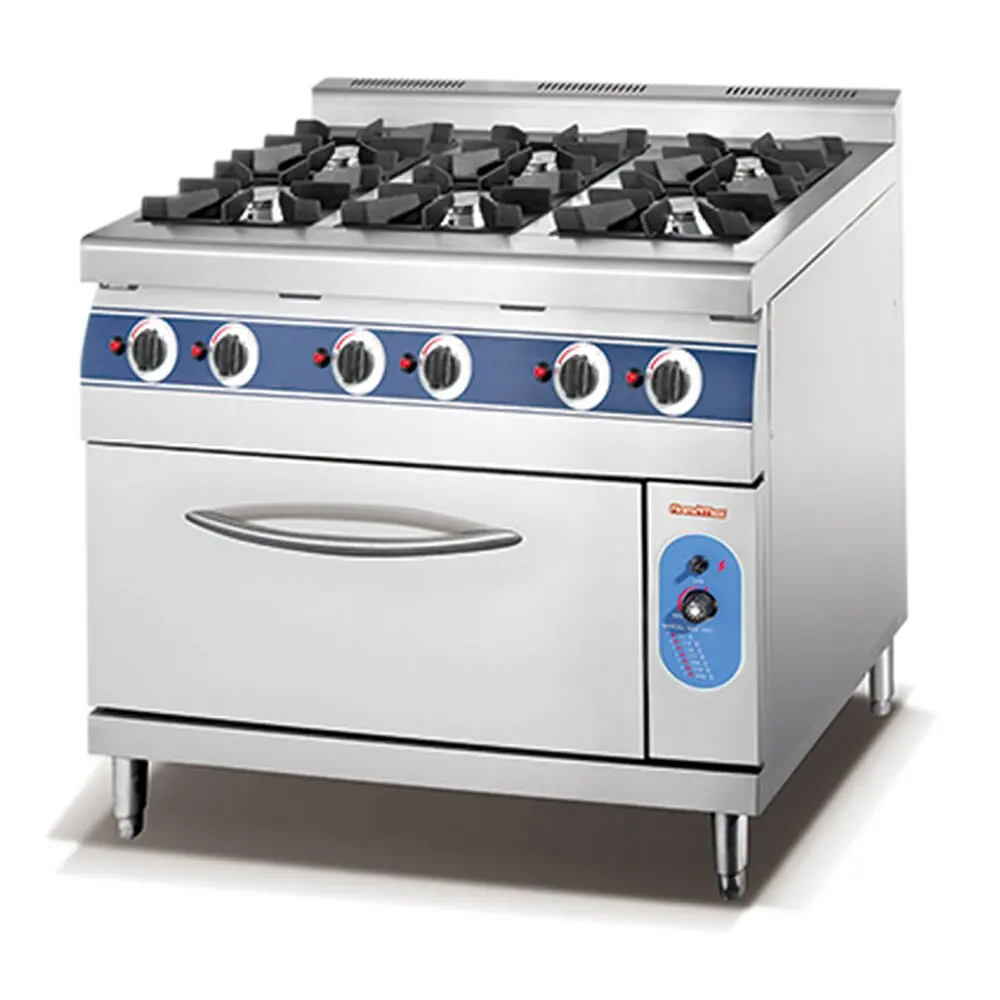 Appearance Wholesale Price 6-Burner Commercial Cooking Equipment Gas Cooking Range with Cooking Gas Oven For Food Equipment