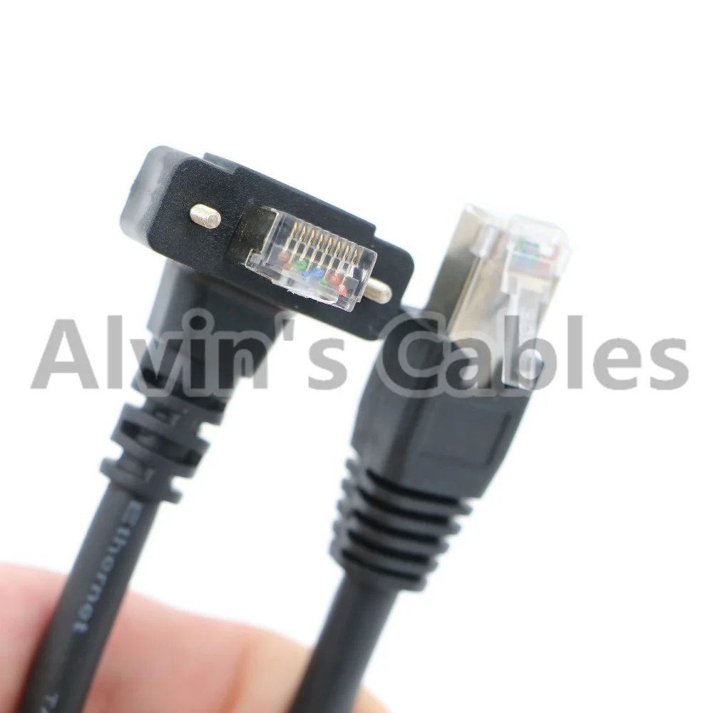 
GigE Cat6 Screw Lock horizontal Right Angle RJ45 DrC Cable for Basler Cameras 