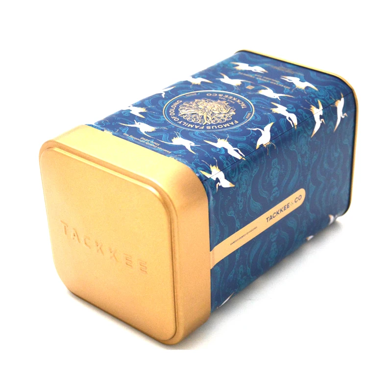 Green Square Custom Tin Box for Tea Coffee or Packaging with OEM Service