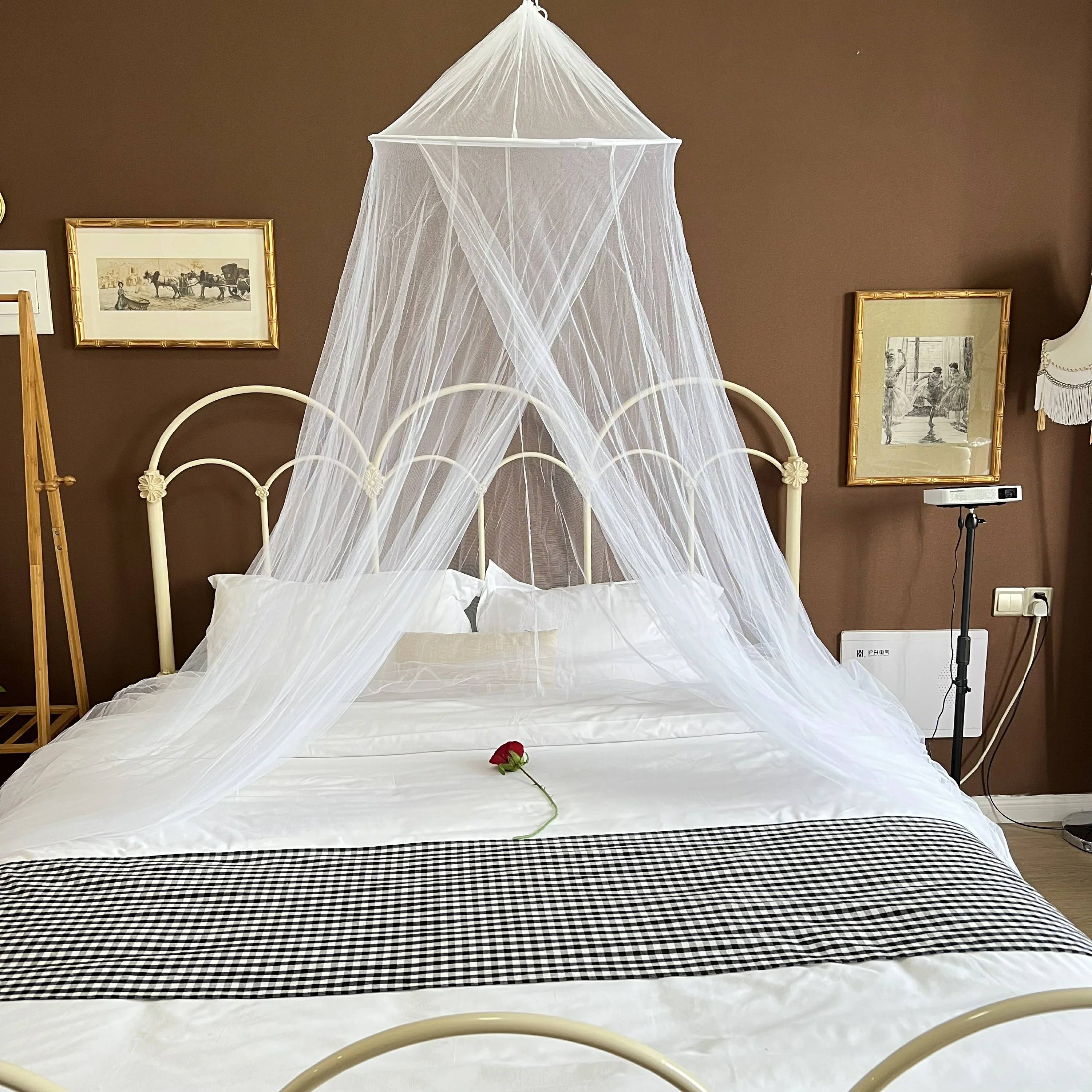 Black Pink White Mosquito Net & Bed Canopy Foldable Conical Steel Frame Simple Classic Beds Mosquito Net