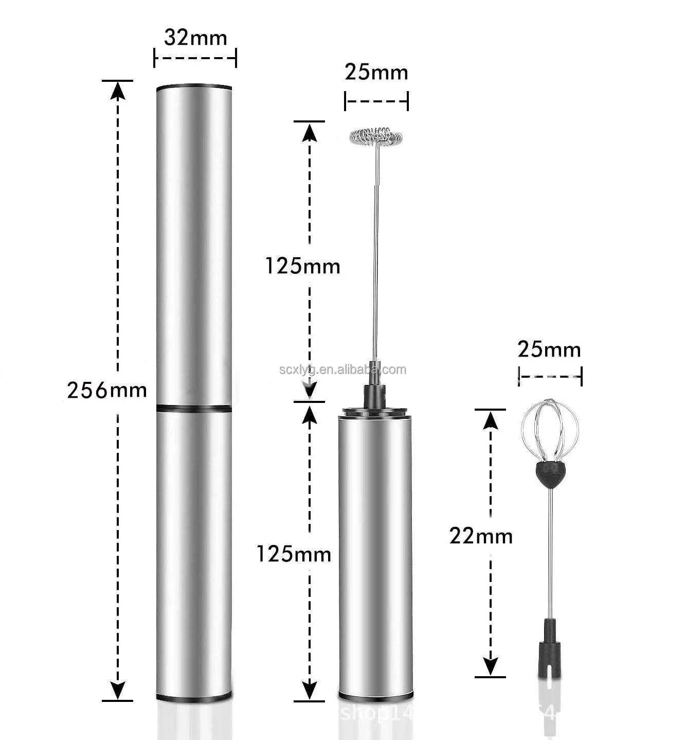 XLR USB Rechargeable Handheld Electric Coffee Mixer Milk Frother Foam Maker Whisk with Extra Heads 2 Adjustable Speeds for Latte