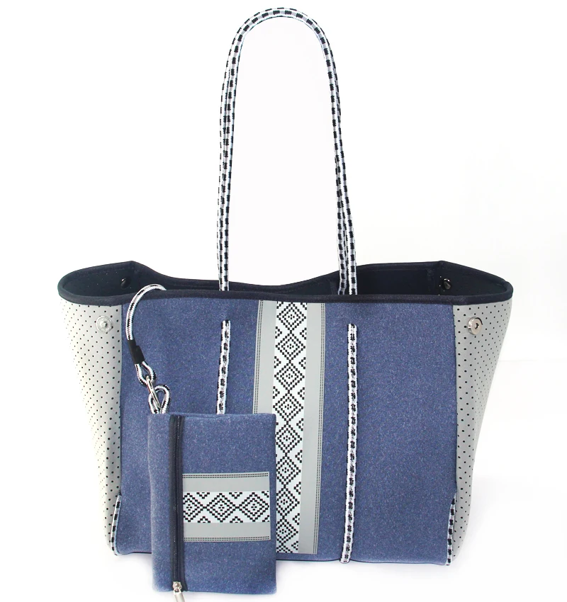 Wholesale price Green Camo/Champagne Fawn summer yoga sporting customized shoulder handbag SUSIE NEOPRENE TOTE bag for beach