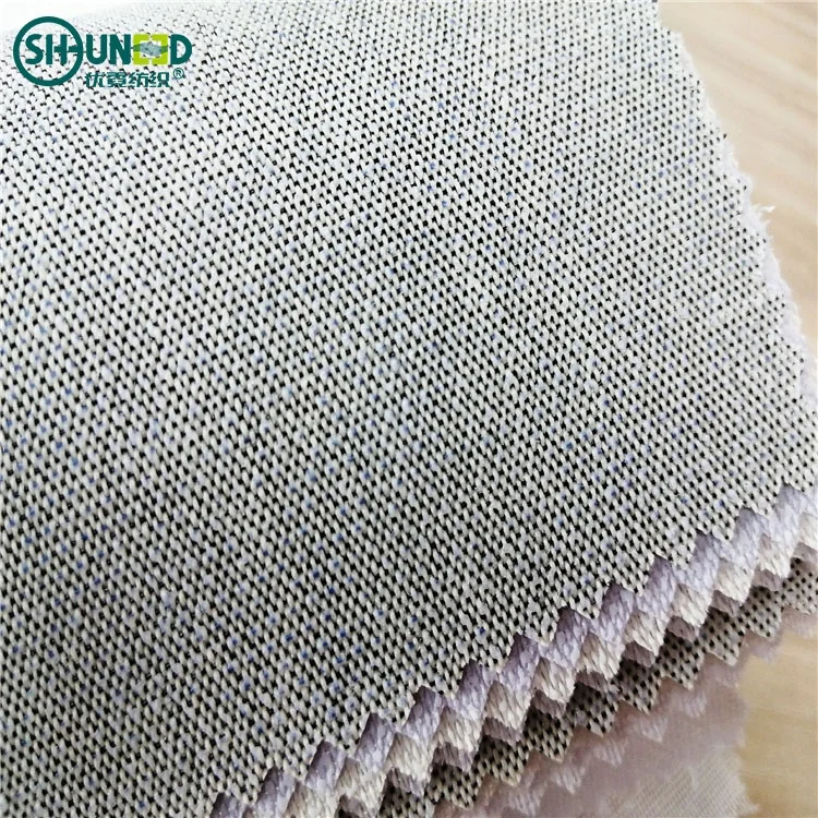 Eco-friendly 230gsm 3.5H Hand Feeling Cap Interlining Cotton Nylon Fusing Garment Woven Rolls for Caps