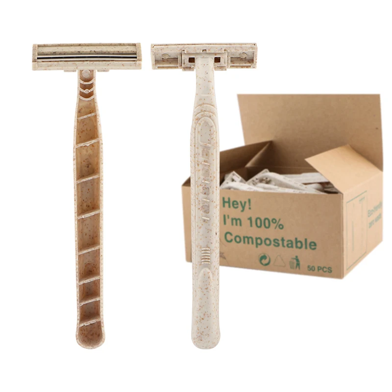 Twin Blade Razor Eco-friendly Disposable Razor Wheat Straw biodegradable Shaving Razor
