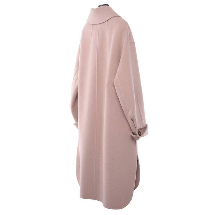 Wholesale elegant JTF slits woolen long coat for women handmade wool spring girls loose  coat