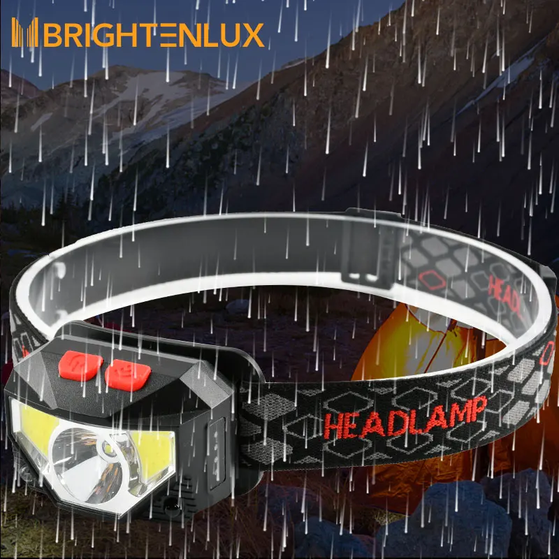 New Outdoor Lightweight Led Headlamp Usb Sensor Side cob Rechargeable Camping Headlamp