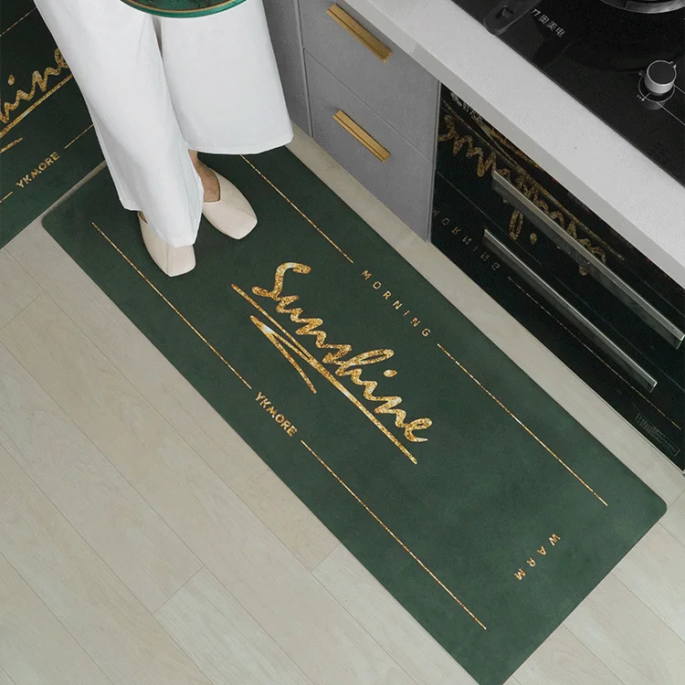 Non Slip Heat Resistant Anti Fatigue Custom Printed Oil Proof Sude Printing Floor Mat Set Washable Kitchen Mat