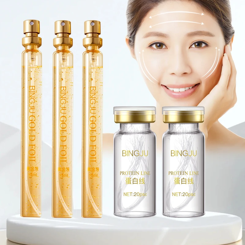 New skin care no needle facial collagen thread lift gold essence active collagen silk protein facial threads