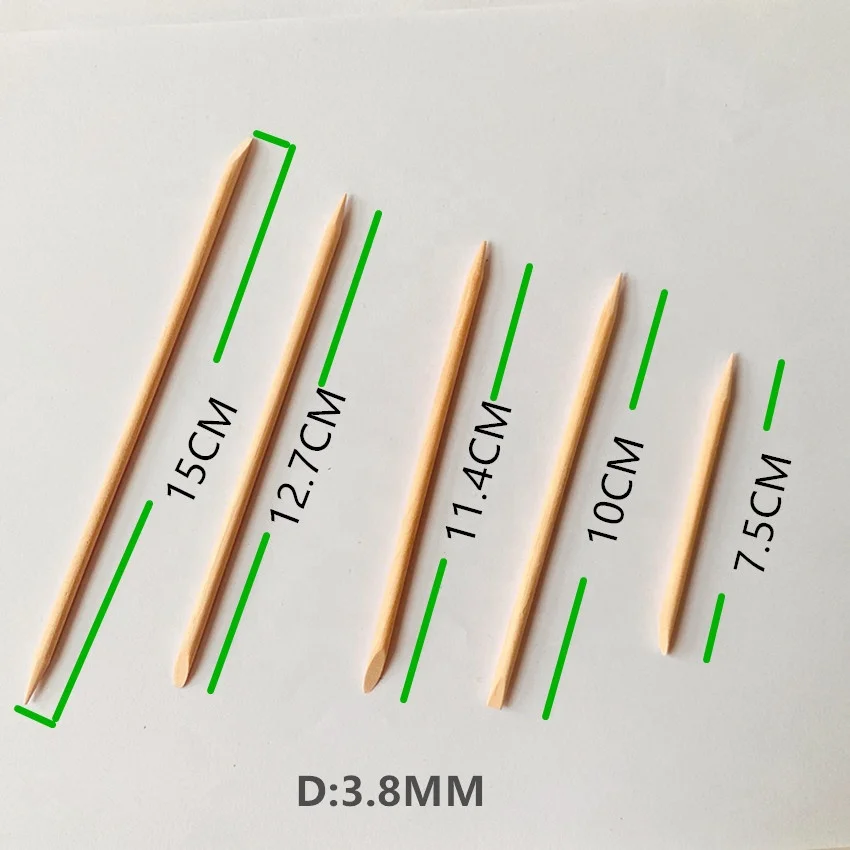 Палочка из оранжевого дерева 7,5 см с двойными концами, маникюрная палочка