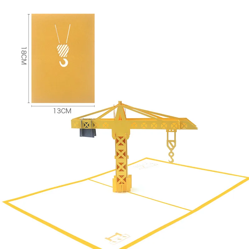 building three-dimensional greeting card model 3d tower crane blessing laser hollow paper carving handmade