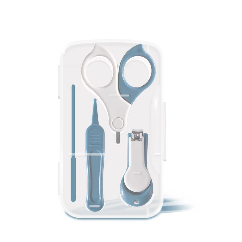 4 In 1 Newborn Baby Manicure Kit Nail Care Clippers Set Tweezers Fingernail Cutter Scissors Toenail Trimmer File with Cute Case