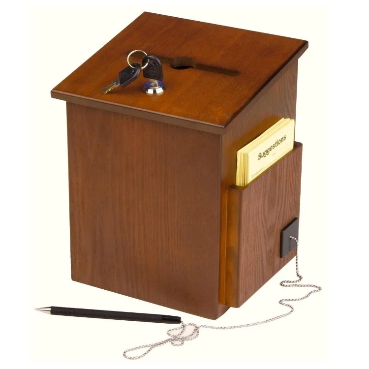 Factory Direct Sale Handmade Locking Hinged Lid Oak Wood Suggestion wooden box