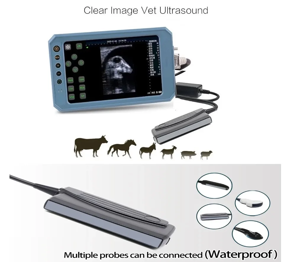 Horse Pregnancy Test  Full Touch Screen  Portable Sonar Machine Digital Animal Ultrasound Scanner USG Cattle with Rectal Probe