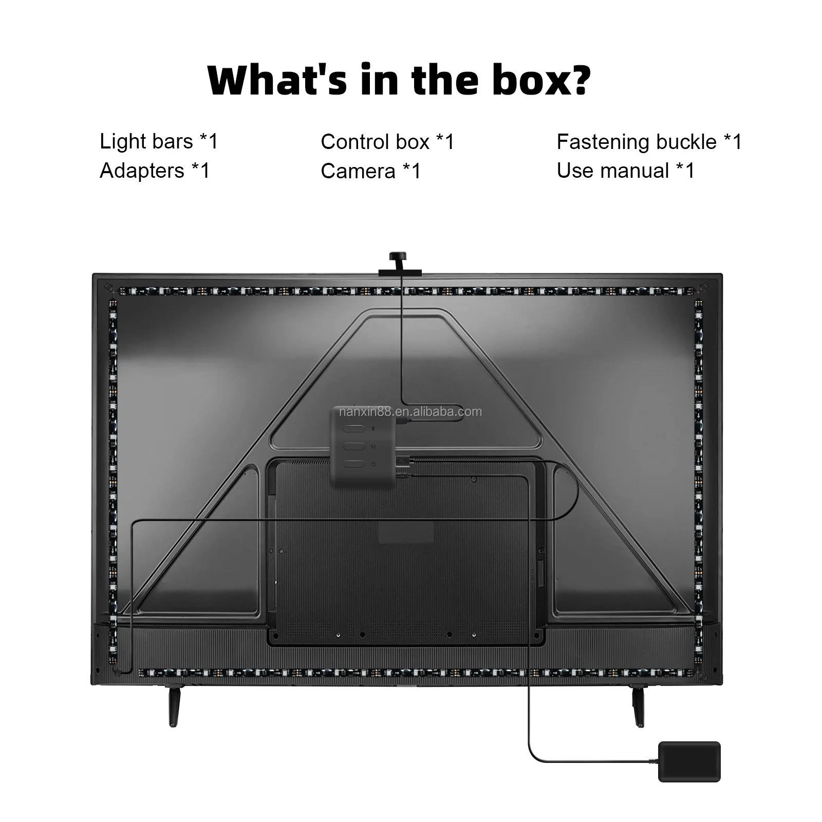 Tuya Immersion Ambient Lighting Strips WiFi TV LED Strip Lights with Camera and Sync Box TV LED Backlight Kit for 45-65 inch TVs