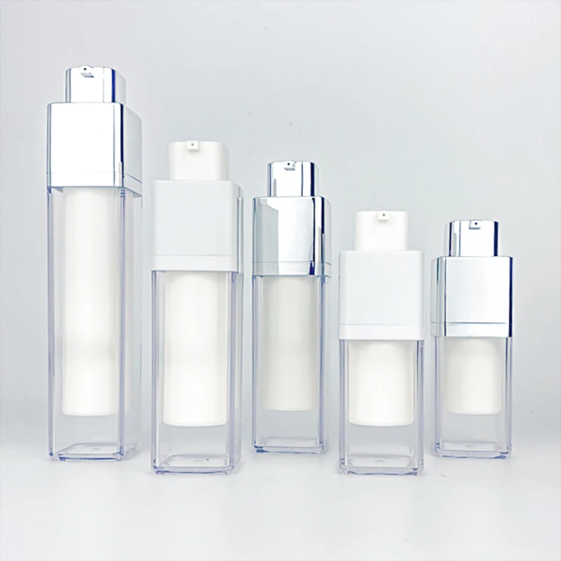 New Replaceable Inner Tube Bottles For Cosmetic Serum Lotion 30ml 50ml 100ml White Round Empty Plastic PP AS Airless Pump Bottle