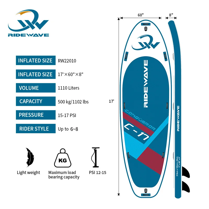 2022 factory wholesale inflatable big paddle board 4-8 person big team sup boards
