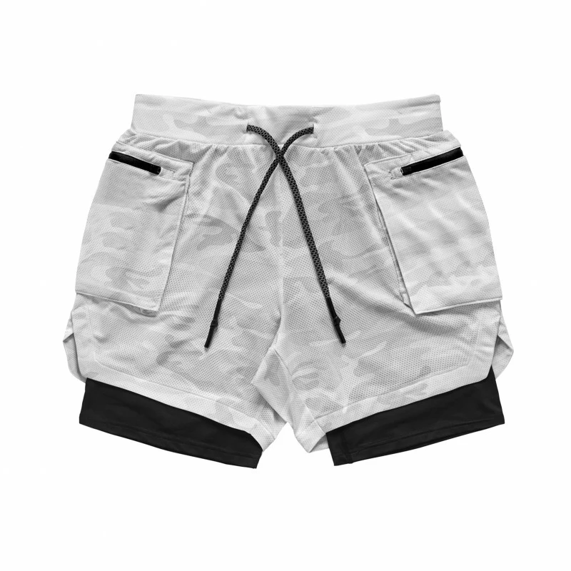 Wholesale Gym wear Cross fit shorts Mens fitness Workout short Sports Running Shorts with inner compression shorts for men