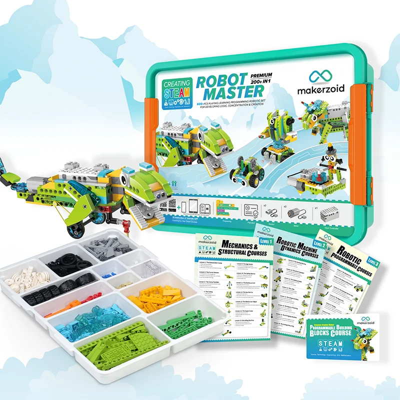 Flytec 200+ DIY Building Block Sets Toys Remote Control Robot Toy Set For High Technology Education