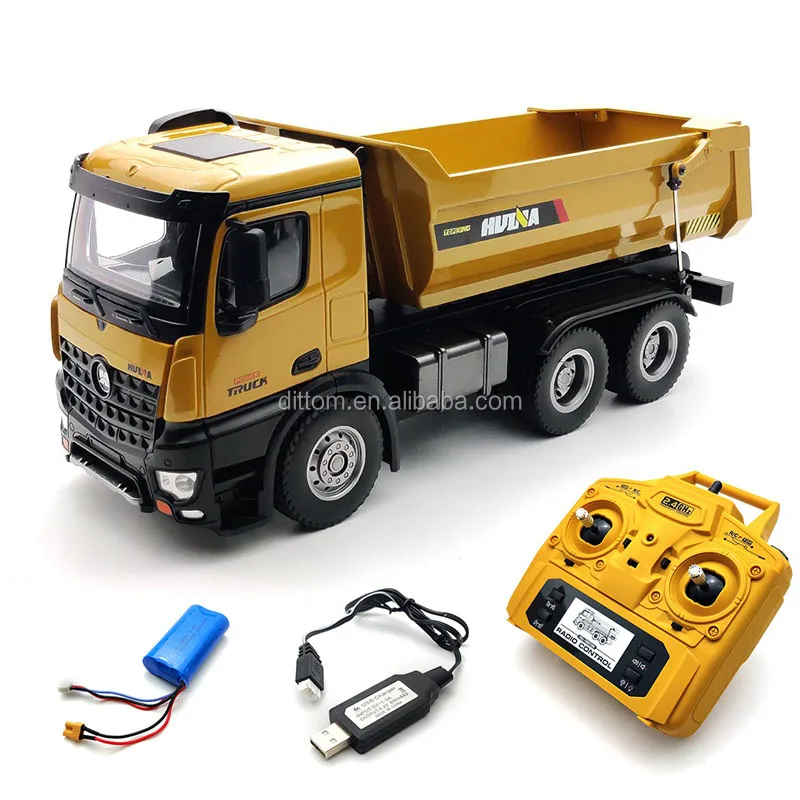 Full Metal HuiNa 1582 1/14 10ch Rc Dump Truck Large Alloy 6wheels Rc Engineer Tipper car