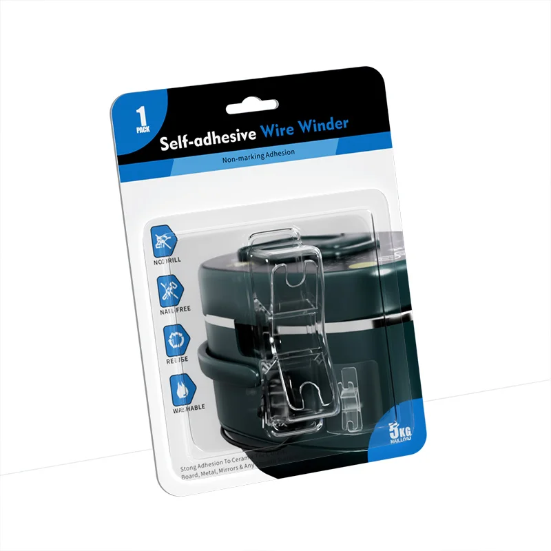 Adhesive Wall Cord Winder Wrapper Transparent PVC Injection Plastic Cable Organizer Hook Multifunctional Single Bathroom Kitchen