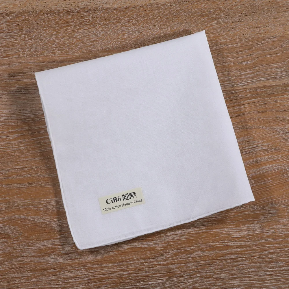 Белые хлопковые носовые платки S014 с закругленными краями