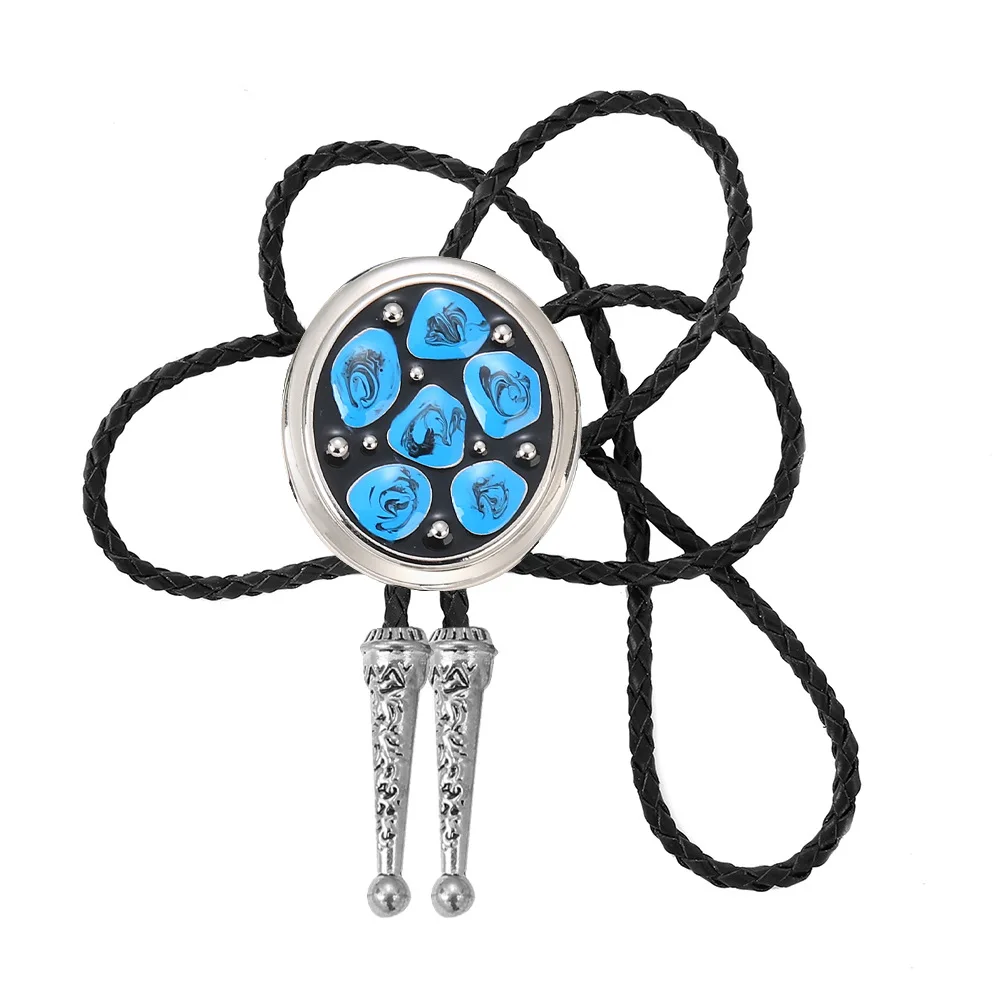 New Product Launch Hip Hop West Cowboy Blue Turquoise Alloy Dermis Rope Clothing Accessories Men Bolo Tie Pendant Necklace
