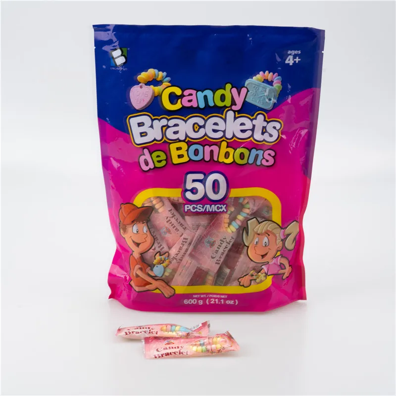 Brc Bracelet sweets Halal Gummy Confectionery bulk Sweets Chew Jelly Candy Bracelet Candy wholesale sweets factory