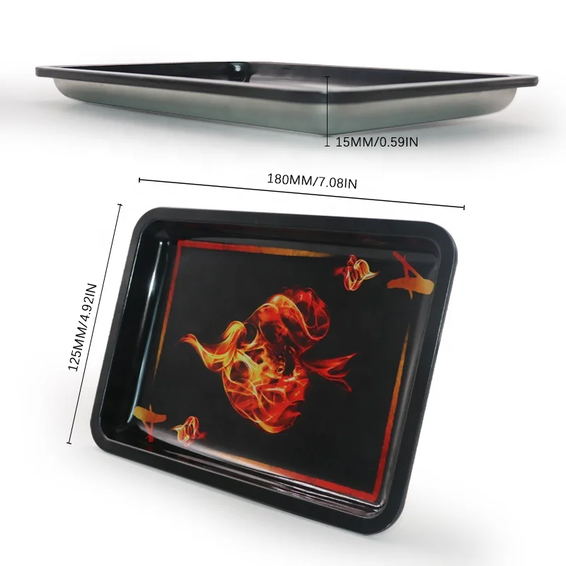 wholesale custom makeup large christmas decorative shape metal serving printed tin rolling ash tray