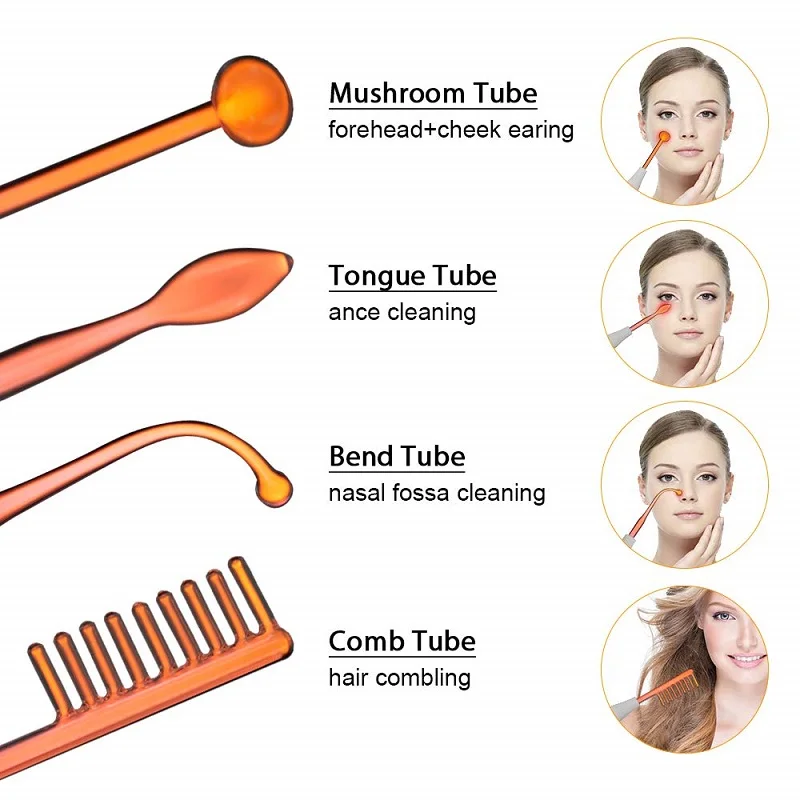 Home Use Handheld 4 in 1 Facial Skin Care Beauty Instrument High Frequency Skin Therapy Wand