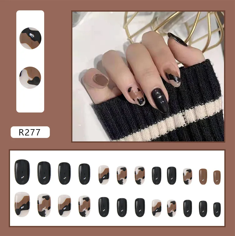 Cute New Middle square colorful classic golden sequins embroider press on nails diamond Polish Acrylic Artificial fingerNails