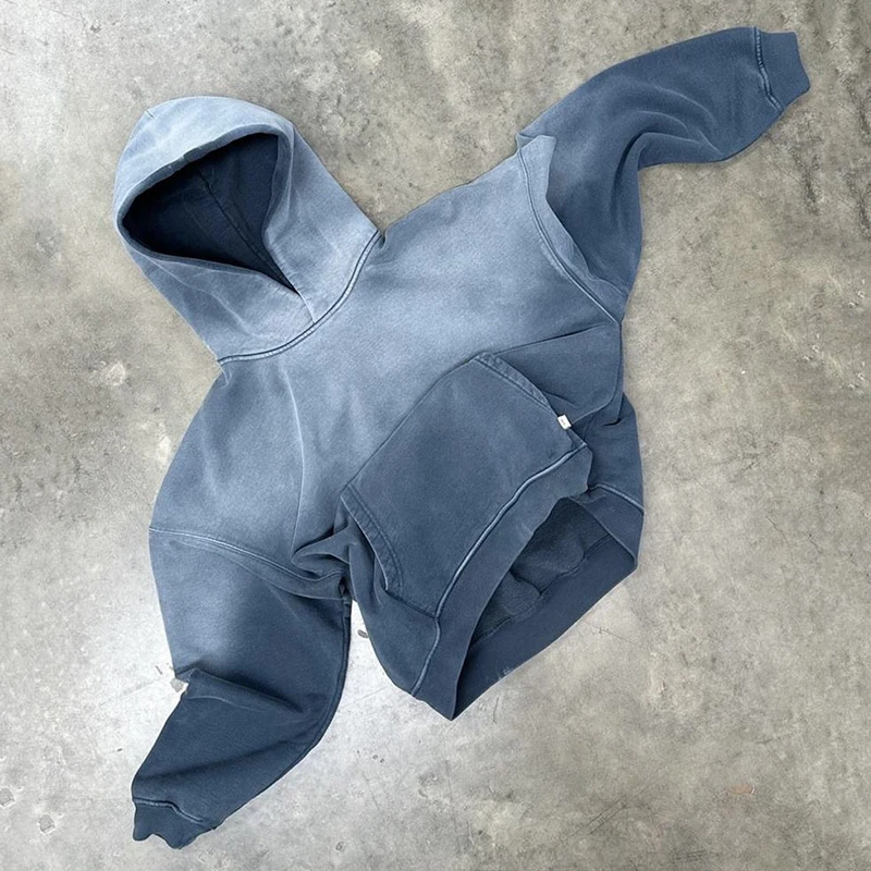 Custom Manufacturers Distressed Streetwear Pullover Hoody High Quality Heavyweight Vintage acid wash Sun Faded Hoodie