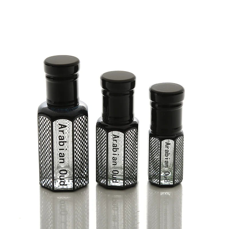 CJ-Wholesale Gold Logo UV Printing 3ml 6ml 12ml  Arabic Fancy Attar Essential Oil Glass Bottle For Oud Oil with Glass Stick