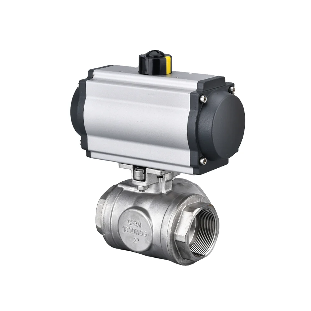 Pneumatic valve cheap 3 way Threaded Steel Pneumatic Actuator Control Ball Valve PTFE lined TS ball valve with positioner