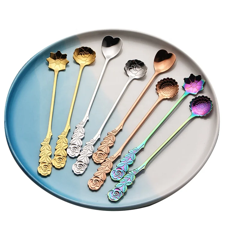Серебряных изделий оптовая продажа, дешевая цена, оптовая торговля товаров в форме цветка для перемешивания забавные ложки подгонянным логосом уникальный подарок сувенир кофе Десерт sp
