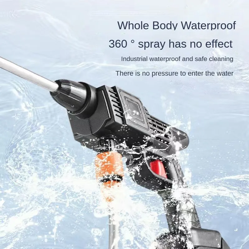 Portable 24V Lithium Cordless Car Wash Foam Gun High Pressure Water Jet Powerful Wireless Garden Water Jet for Car Washer