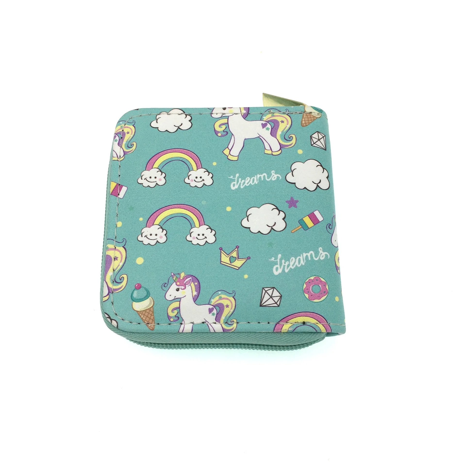 Cartoon Animal Printing Little Girl Wallet PU Leather Short Unicorn Coin Purse Wallet