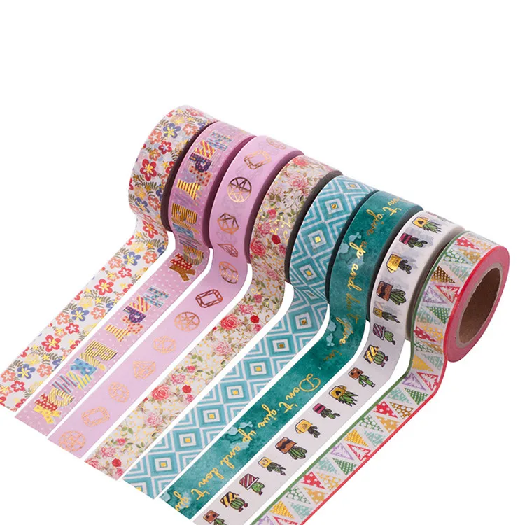 Wash Tape set Statioonery set Free Sample aquarelle scrapbook   Custom Design Washi Dispenser Masking Tape  CMYK+Gold Tape