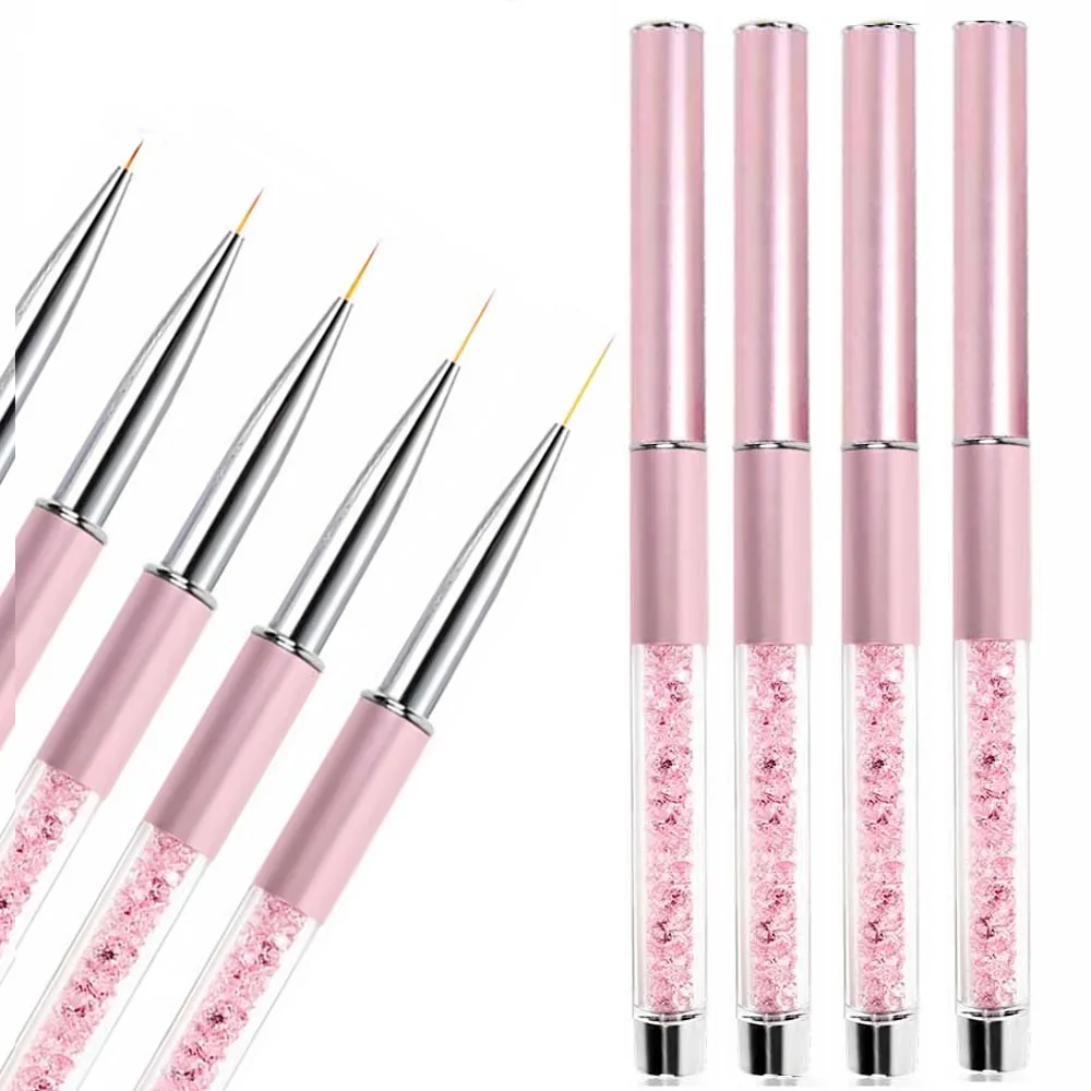Lootaan Matte Pink Metal Handle Custom Logo Nail Gel Brush Fine Liner Bulk Nail Liner brush for manicure
