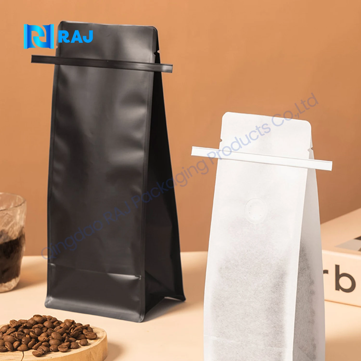 Heat Seal Flat Bottom Bag 12Oz Block Bottom Custom Coffee Bags Standing Pouch Biodegradable Coffee Bags