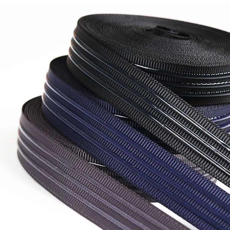 Non slip silicone multiple color options elastic webbing band nylon webbing for swimwear garments