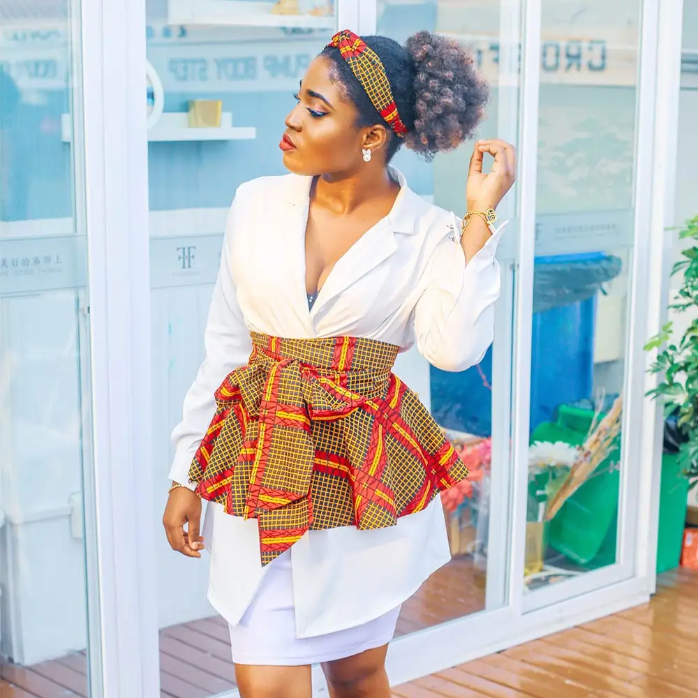 New Fashion Wholesale African Belt Ankara Wax Accessories African Print Fashion Peplum Belt For Women