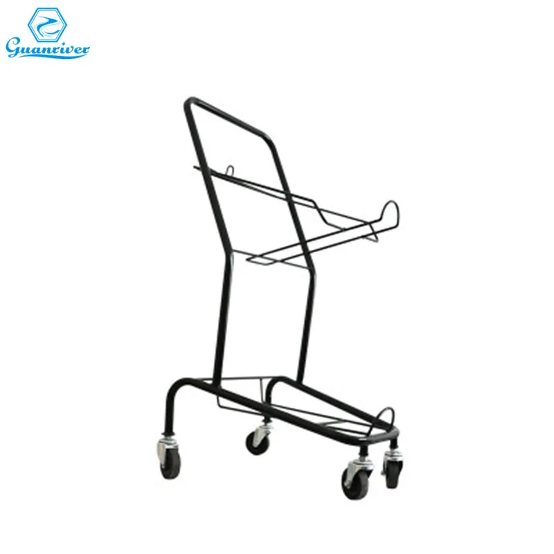 Japanese style Customized Supermarket 2 Tier Shopping Trolley With Double Baskets