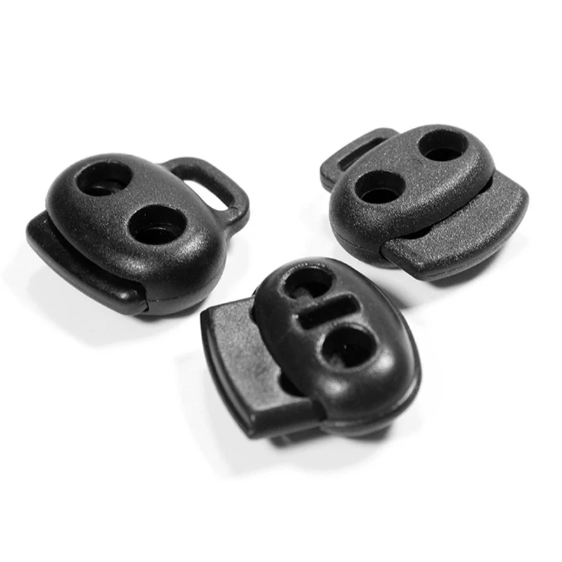Factory Supply Double Hole Cord Lock Stopper Plastic Adjustable Cord Locks End Stopper for Garment Sportswear Gym Pants Shoelace