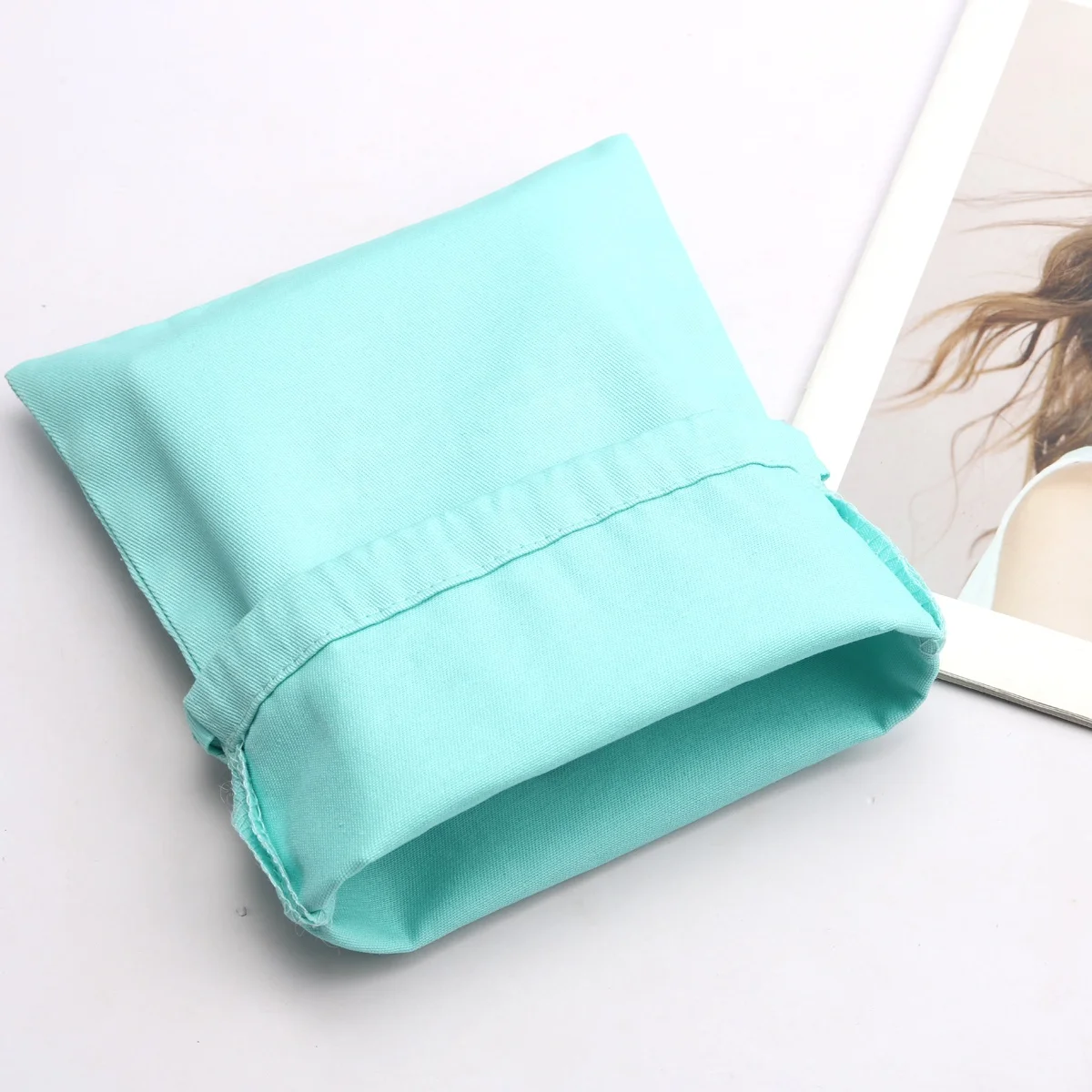 Wholesale Blue Cotton Twill Dust Bags Shoe Pouch Underwear Clothing Gift Packing Promotion Cotton Drawstring Bag